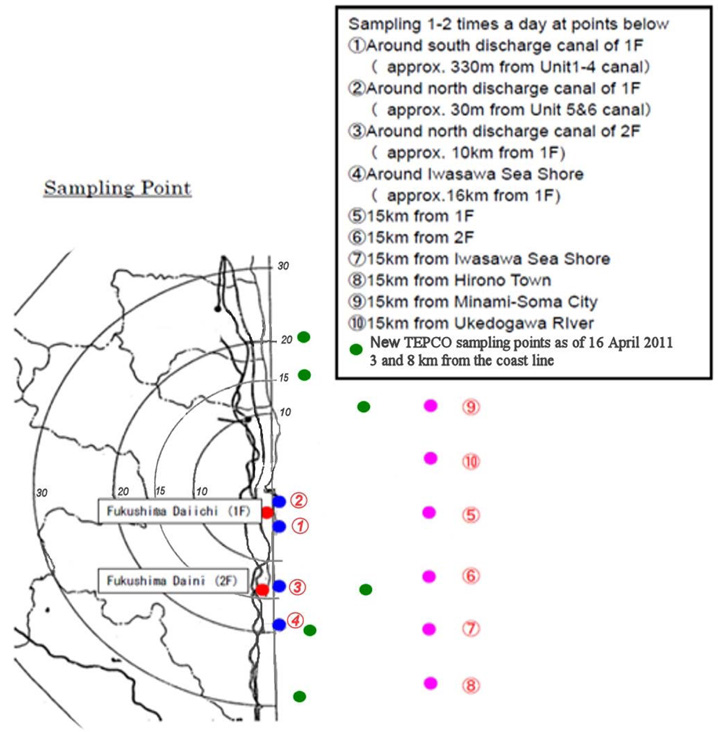 TEPCO Seawater Sampling Locations