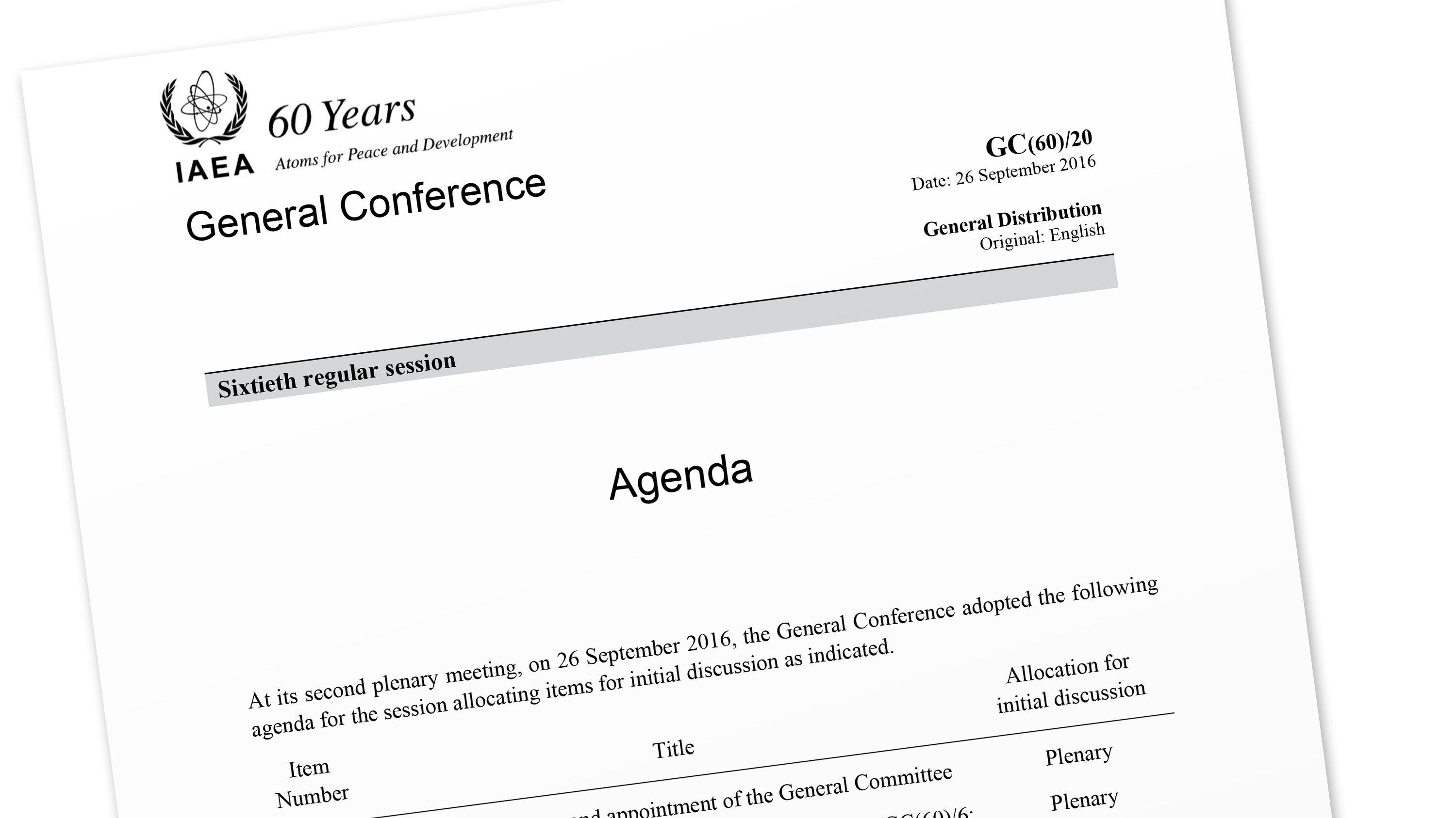 Conference Adopts Agenda IAEA