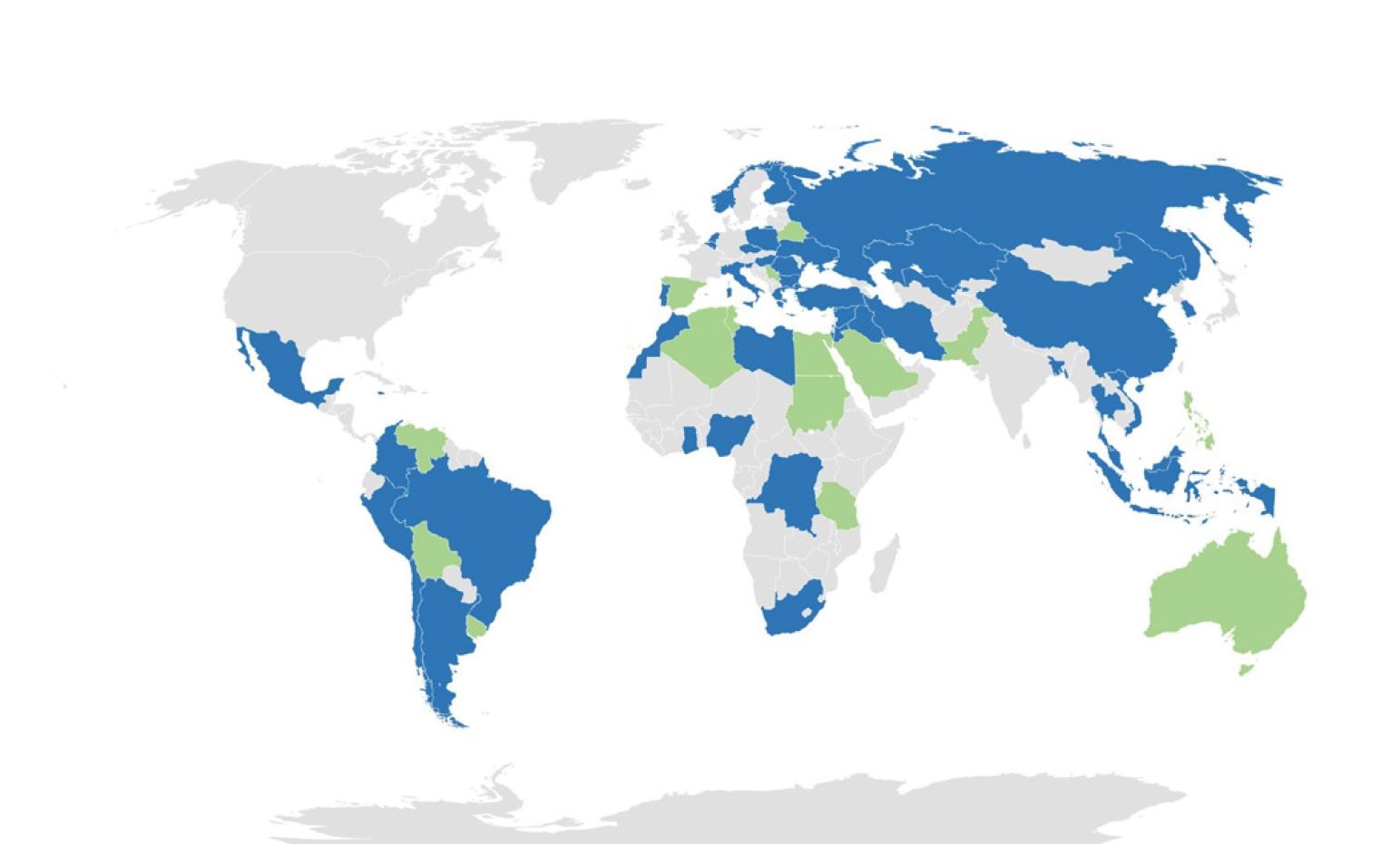 Geographic distribution of INSARR missions