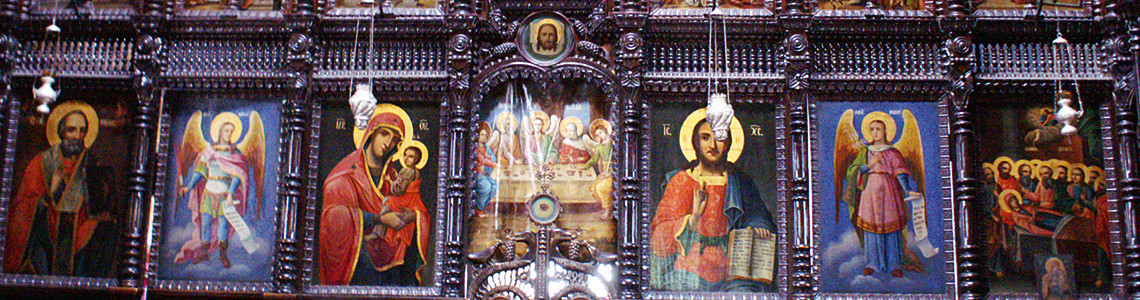 iconostasis in the 19th century Holy Voivode of Michael and Gabriel Church in Izvoarele village, Romania