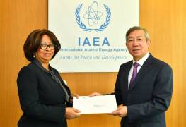 Aimé Clovis Guillond <br>
The new Resident Representative of the Republic of Congo to the IAEA, HE Mr Aimé Clovis Guillond, presented his credentials to Mary Alice Hayward, IAEA Acting Director General, and Head of the Department of Management at the IAEA headquarters in Vienna, Austria, on 19 September 2018.
</br>
<br>
Le nouveau Représentant résident de la République du Congo auprès de l’AIEA, S. E. M. Aimé Clovis Guillond, a présenté ses lettres de créance à la Directrice générale adjointe et chef du Département de la gestion, Mary Alice Hayward, au siège de l’AIEA, à Vienne (Autriche), le 19 septembre 2018.
</br>