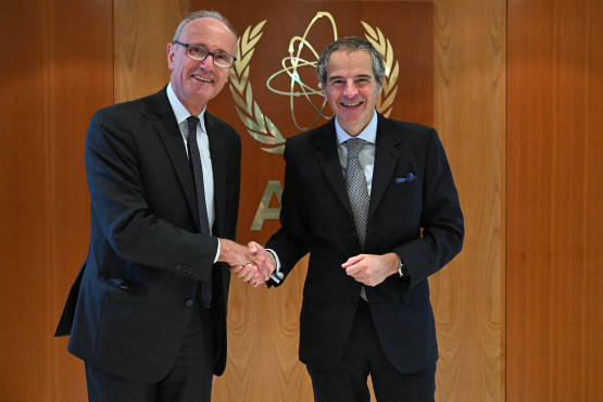 Rafael Mariano Grossi, IAEA Director-General, met with Ambassador Jean-Louis Falconi, Governor and Resident Representative of France to the IAEA, during his official visit to the Agency headquarters in Vienna, Austria. 4 June 2024.