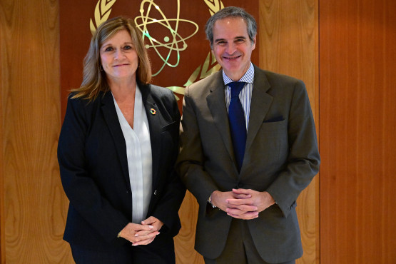 Rafael Mariano Grossi, IAEA Director-General, met with Pamela Agnone, UNFCU President & CEO, during her official visit to the Agency headquarters in Vienna, Austria. 18 July 2025.

 
