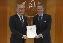 The new Resident Representative of China to the IAEA, HE Mr. LI Song, presented his credentials to IAEA Director General Rafael Mariano Grossi, at the Agency headquarters in Vienna, Austria. 24 February 2023

