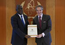 The new Resident Representative of Uganda to the IAEA, HE Mr. Stephen Mubiru presented his credentials to IAEA Director General Rafael Mariano Grossi, at the Agency headquarters in Vienna, Austria. 24 March 2023