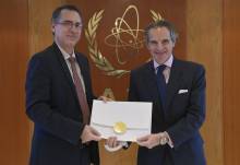 The new Resident Representative of Cuba to the IAEA, HE Mr. Pablo Berti Oliva presented his credentials to IAEA Director General Rafael Mariano Grossi, at the Agency headquarters in Vienna, Austria. 12 April 2023