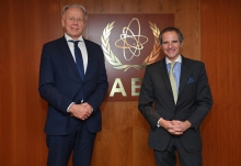 Rafael Mariano Grossi, IAEA Director-General, met with Jürgen Trittin, Member of Parliament, Federal Republic of Germany, during his official visit at the Agency headquarters in Vienna, Austria. 22 February 2022. 