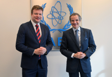 Rafael Mariano Grossi, IAEA Director-General, met with HE Mr. Ville Skinnari, Minister for Development Cooperation and Foreign Trade of Finland, during his official visit at the Agency headquarters in Vienna, Austria. 15 March 2022. 