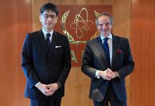 Rafael Mariano Grossi, IAEA Director General, met with HE Mr. Atsushi Kaifu,  Ambassador, Director-General, Disarmament, Non-Proliferation and Science Department of the Ministry of Foreign Affairs of Japan during his official visit to the Agency headquarters in Vienna, Austria. 4 May 2022. 