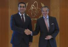 Rafael Mariano Grossi, IAEA Director General met with HE Mr. Vepa Hajiev, Deputy Minister of Foreign Affairs of Turkmenistan during his official visit to the Agency headquarters in Vienna, Austria. 20 March 2023. 