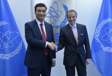 Rafael Mariano Grossi, IAEA Director General met with HE Mr. DONG Baotong, Vice Minister of the Ministry of Ecology and Environment and the Administrator of the National Nuclear Safety Administration of China, during his official visit to the Agency headquarters in Vienna, Austria. 20 March 2023. 