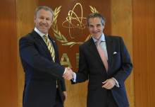 Rafael Mariano Grossi, IAEA Director General, met Oleh Korikov, State Nuclear Regulatory Inspectorate of Ukraine (SNRIU) during his official visit to the Agency headquarters in Vienna, Austria. 20 March 2023. 