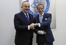 Rafael Mariano Grossi, IAEA Director General, met with HE Mr. Mevlüt Çavuşoğlu, Minister of Foreign Affairs of the Republic of Türkiye, during his official visit to the Agency headquarters in Vienna, Austria. 14 April 2023. 