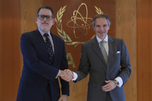 Rafael Mariano Grossi, IAEA Director General, met with HE Mr. Ignacio Higueras Hare, Vice Minister of Foreign Affairs of the Republic of Peru, during his official visit to the Agency headquarters in Vienna, Austria. 31 May 2023