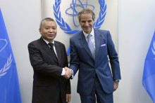 Rafael Mariano Grossi, IAEA Director General, meets with Kejian Zhang, Chinese Governor to the IAEA Board of Governors and Chairman of CAEA during his official visit to the Agency headquarters in Vienna, Austria. 5 June 2023.