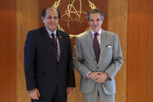 Rafael Mariano Grossi, IAEA Director General, met with Francisco Rondinelle Jr, President of CNEN, Brazil, during his official visit to the Agency headquarters in Vienna, Austria. 9 June 2023.
