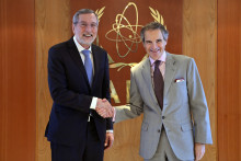 Rafael Mariano Grossi, IAEA Director General, met with Marco Marzo, Secretary of ABACC, during his official visit to the Agency headquarters in Vienna, Austria. 9 June 2023.