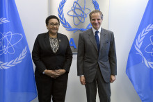 Rafael Mariano Grossi, IAEA Director General, met with Dr. Stergomena Lawrence Tax (MP), Tanzania Minister of Foreign Affairs and East African Cooperation, during his official visit to the Agency headquarters in Vienna, Austria. 12 June 2023.
