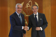 Rafael Mariano Grossi, IAEA Director General, met with Mr. Said Mouline, Director General, Moroccan Agency for Nuclear and Radiological Safety and Security (AMSSNuR), during his official visit to the Agency headquarters in Vienna, Austria. 27 June 2023