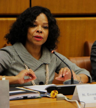 <br><br>A long standing personal and professional commitment to international development based on gender equality, social inclusion, and respect for and protection of human rights, is what brought Nelly Enwerem-Bromson to the IAEA as the Director of the Programme of Action for Cancer Therapy from 2014 to 2019. A cancer survivor herself, at the Agency she worked to help ensure cancer patients in low- and lower middle-income countries were able to have equitable access to quality, affordable cancer control services.<br><br>
Throughout her career, Nelly has benefitted from the support of her family, who, she says, have always motivated one another to test the limits and courageously fight for equality, gender justice and the empowerment of women.
She is currently a Senior Director at Building Resources Across Communities where she continues her work to empower people and communities suffering from poverty, illiteracy, disease and social injustice, and to help find economic and social interventions that enable women to realize their potential. <br><br>
Nelly’s advice to young women and future leaders is to “believe in yourselves and always empower others to brave the odds, reach up high and be true to themselves and their aspirations.”
