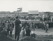 Construction of the IAEA laboratory in Seibersdorf was inaugurated by William Sterling Cole, the first Director General, on 28 September 1959.  $600,000, the estimated cost for construction and equipment, was donated by the United States Government. September 1959. Please credit IAEA
