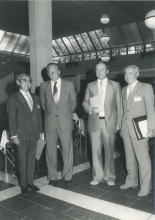 L.t.r.: H. Kakihana (IAEA Deputy Director General),  F. Prior (Austria representative), R. Niescher (Austria representative), F. Cap (Austria representative). 
(IAEA Archives)