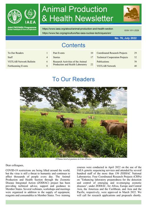 Animal Production and Health Newsletter, No. 76, July 2022 | IAEA Animal Production and Health Newsletter, No. 76, July 2022 | IAEA
