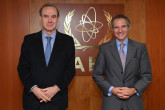 Rafael Mariano Grossi, IAEA Director General, met with Enrique Mora, Deputy Secretary-General European Union during his official visit at the Agency headquarters in Vienna, Austria. 8 December 2021. 