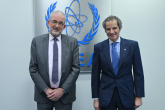 Rafael Mariano Grossi, IAEA Director General, met with Vincenzo Salvetti, Director of the Military Applications Division at the Atomic Energy Commision (CEA) during his official visit at the Agency headquarters in Vienna, Austria. 2 February 2022. 