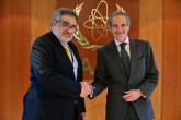 Rafael Mariano Grossi, IAEA Director General, met with HE Mr. Miguel Maria Simoes Coelho de Almeida e Sousa, Resident Representative of Portugal to the IAEA, during the ambassador’s farewell courtesy visit to the Director-General at the Agency headquarters in Vienna, Austria. 9 July 2025