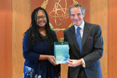 Rafael Mariano Grossi, IAEA Director-General, met with Ambassador Bonnie Jenkins, Undersecretary of State for Arms Control and International Security Affairs, during a bilateral meeting at the First International Conference on Nuclear Law: The Global Debate, held at the Agency headquarters in Vienna, Austria. 25 April 2022