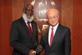 IAEA Director General Yukiya Amano met with Wilfred Peter Elrington, Minister of Foreign Affairs of Belize, at the Agency headquarters in Vienna, Austria. 2 November 2016