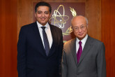 The new Resident Representative of Egypt, Omar Amer Youssef, meets with IAEA Director General Yukiya Amano in Vienna, Austria, on 9 September 2016.