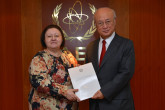 The new Resident Representative of Italy, Maria Assunta Accili Sabbatini, presented her credentials to IAEA Director General Yukiya Amano at the IAEA headquarters in Vienna, Austria on 29 November 2016.