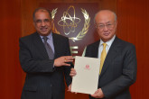 The new Resident Representative of Nepal, Prakash Kumar Suwedi, presented his credentials to IAEA Director General Yukiya Amano at the IAEA headquarters in Vienna, Austria on 20 January 2017.