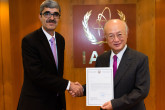 The new Resident Representative of Tajikistan to the IAEA, Idibek Kalandar, presented his credentials to IAEA Director General Yukiya Amano at the IAEA headquarters in Vienna, Austria, on 11 October 2017.