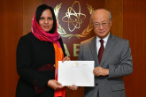 The new Resident Representative of Afghanistan to the IAEA, Khojesta Fana Ebrahimkhel, presented her credentials to IAEA Director General Yukiya Amano at the IAEA headquarters  in Vienna, Austria, on 20 November 2017.