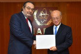  <br>
The new Resident Representative of Turkey to the IAEA, Ahmet Muhtar Gün, presented his credentials to IAEA Director General Yukiya Amano at the IAEA headquarters in Vienna, Austria, on 1 March 2018.
 </br>
 <br>
Le nouveau représentant résident de la Turquie auprès de l’AIEA, Ahmet Muhtar Gün, a présenté ses lettres de créance au Directeur général de l’AIEA Yukiya Amano au siège de l’AIEA, à Vienne (Autriche), le 1er mars 2018.
 <br>