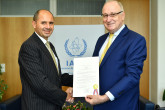 The new Resident Representative of Costa Rica to the IAEA, HE Mr Alejandro Solano Ortiz, presented his credentials to Aldo Malavasi, IAEA Acting Director General, and Head of the Department of Nuclear Sciences and Applications at the IAEA headquarters in Vienna, Austria, on 7 September 2018.