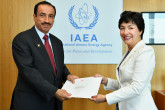 <br>
The new Resident Representative of Oman to the IAEA, HE Mr Yousef Ahmed Hamed Al Jabri, presented his credentials to Mary Alice Hayward, IAEA Acting Director General, and Head of the Department of Management at the IAEA headquarters in Vienna, Austria, on 10 September 2018.
</br>
<br>
في 10 أيلول/سبتمبر 2018، قدم الممثل المقيم الجديد لعُمان لدى الوكالة الدولية للطاقة الذرية، سعادة يوسف بن أحمد بن حمد الجابري، أوراق اعتماده للسيدة ماري أليس هايوارد، المدير العام بالإنابة للوكالة ونائبة المدير العام للشؤون الإدارية في مقر الوكالة الرئيسي في فيينا، النمسا
<br />
