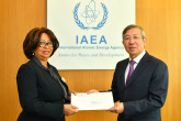 The new Resident Representative of Angola to the IAEA, HE Ms Teodolinda Rosa Rodrigues Coelho, presented her credentials to Dazhu Yang (right), IAEA Acting Director General, and Head of the Department of Technical Cooperation at the IAEA headquarters in Vienna, Austria, on 4 October 2018.