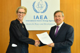 The new Resident Representative of Sweden to the IAEA, HE Ms Mikaela Kumlin Granit, presented her credentials to Dazhu Yang (right), IAEA Acting Director General, and Head of the Department of Technical Cooperation at the IAEA headquarters in Vienna, Austria, on 4 October 2018.