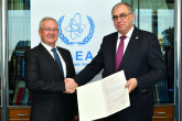The new Resident Representative of Bosnia and Herzegovina to the IAEA, HE Mr Jugoslav JOVIČIĆ, presented his credentials to Mikhail Chudakov (right), IAEA Acting Director General, and Head of the Department of Nuclear Energy at the IAEA headquarters in Vienna, Austria, on 15 October 2018.