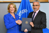 The new Resident Representative of the United States of America to the IAEA, HE Ms Jackie Wolcott, presented her credentials to Juan Carlos Lentijo (right), IAEA Acting Director General, and Head of the Department of Nuclear Safety and Security at the IAEA headquarters in Vienna, Austria, on 22 October 2018.