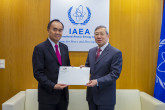 The new Resident Representative of the Lao People’s Democratic Republic, HE Mr Sithong Chitnhothinh, presented his credentials to Dazhu Yang, IAEA Acting Director General and Head of the Department of Technical Cooperation, at the IAEA headquarters in Vienna, Austria, on 24 January 2019.