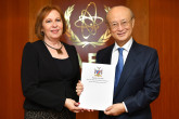 The new Resident Representative of Namibia to the IAEA, HE Ms Nada Kruger, presented her credentials to IAEA Director General Yukiya Amano at the IAEA headquarters in Vienna, Austria, on 12 February 2019.

