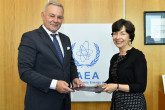 The new Resident Representative of Montenegro to the IAEA, HE Mr Veselin Šuković, presented his credentials to Mary Alice Hayward, Acting Director General and Head of the Department of Management at the IAEA headquarters in Vienna, Austria, on 4 June 2019