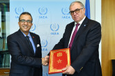The new Resident Representative of Morocco to the IAEA, HE Mr Azzeddine Farhane, presented his credentials to Mikhail Chudakov, IAEA Acting Director General, and Head of the Department of Nuclear Energy at the IAEA headquarters in Vienna, Austria, on 19 July 2019