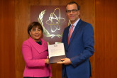 The new Resident Representative of the Plurinational State of Bolivia to the IAEA, HE Ms Nardi Elizabeth Suxo Iturry, presented her credentials to Cornel Feruta, IAEA Acting Director General at the Agency headquarters in Vienna, Austria, on 5 September 2019


