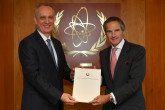 The new Resident Representative of Belarus to the IAEA, HE Mr. Andrei Dapkiunas, presented his credentials to IAEA Director General Rafael Mariano Grossi at the Agency headquarters in Vienna, Austria, on 10 September 2020.
